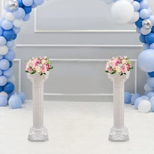 2 Pcs White Roman Pillar Wedding Roman Column Decorative Flowerpot Holder Column