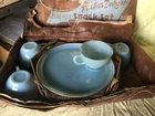Anchor Hocking Fire King Turquoise Delphite Blue 8 Piece Snack Set NEVER USED