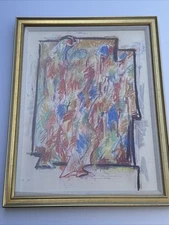 HANS BURKHARDT DRAWING CUBIST CUBISM ABSTRACT EXPRESSIONISM MID CENTURY FAMOUS