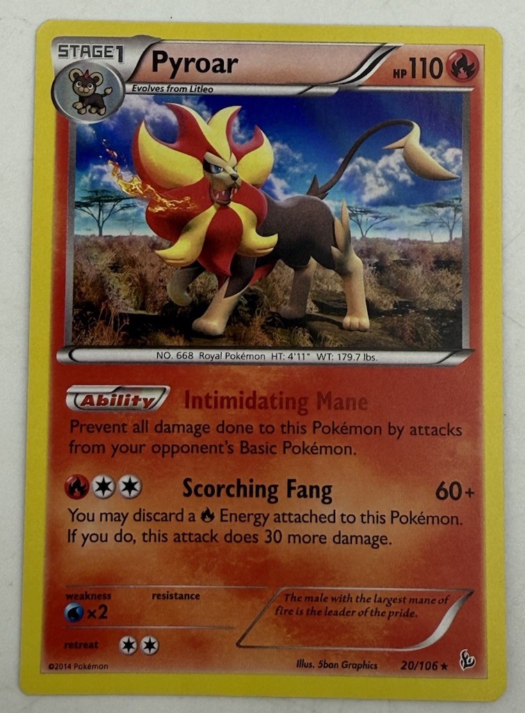 Pokémon TCG Pyroar 20/106 Flashfire Holo Foil Rare Card Near Mint-