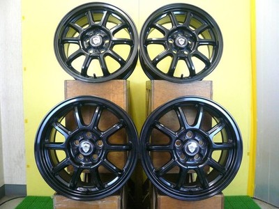 H3005 Used 4 Pieces Estrosa 15 X 6.5J 40 5H 100 Black Prius 50 Series Corolla Sp
