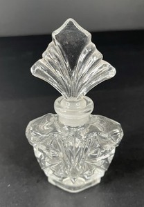 Art Deco Style Glass Perfume Bottle 4 3/8" H