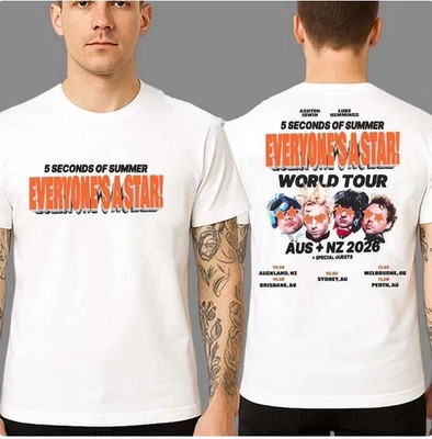 5 Seconds of Summer Australia And New Zealand Tour 2026 Two Sided Print T-Shirt