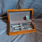 Vintage Towle Sterling Silver Handle 4-Pc Bar Set with Wood Case - Jigger Knife