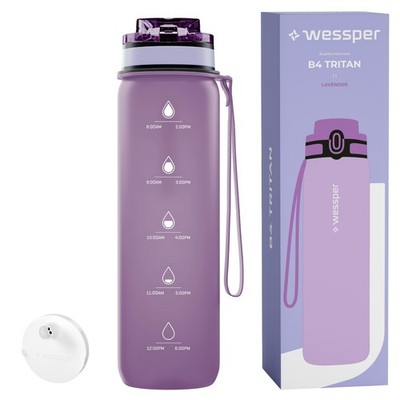 Trinkflasche 1L Tritan Lila Wessper B4 Wasserflasche mit Filter BPA Frei