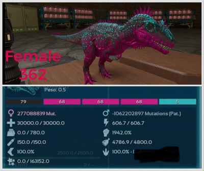 Ark Survival Ascended PVE -  Carcha TOP STATS 100% imprint + max saddle