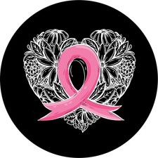 Pink Ribbon Breast Cancer And Heart Spare Tire Cover For Any Make Model Size
