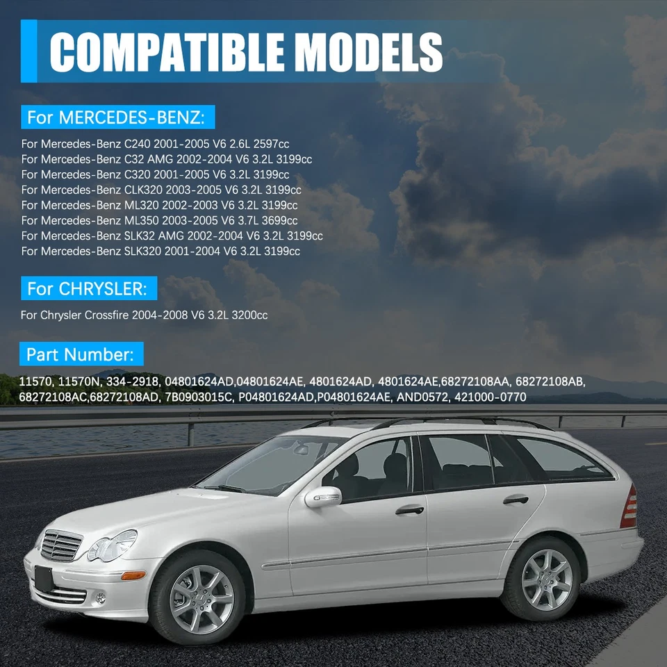 Alternator For Mercedes-Benz C240 2001-2005 2.6L C320 01-05 Crossfire 04-08 3.2L Foto 2 de 4