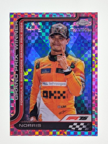 2025 Topps Chrome Formula 1 F1 Lando Norris Pink Checker Flag Refractor /250 110
