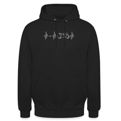 Herzschlag Motorrad Biker EKG Geschenkidee Unisex Hoodie