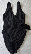 NWOT PilyQ S Black 1PC Deep V Wrap Tie Front Swimsuit 129821