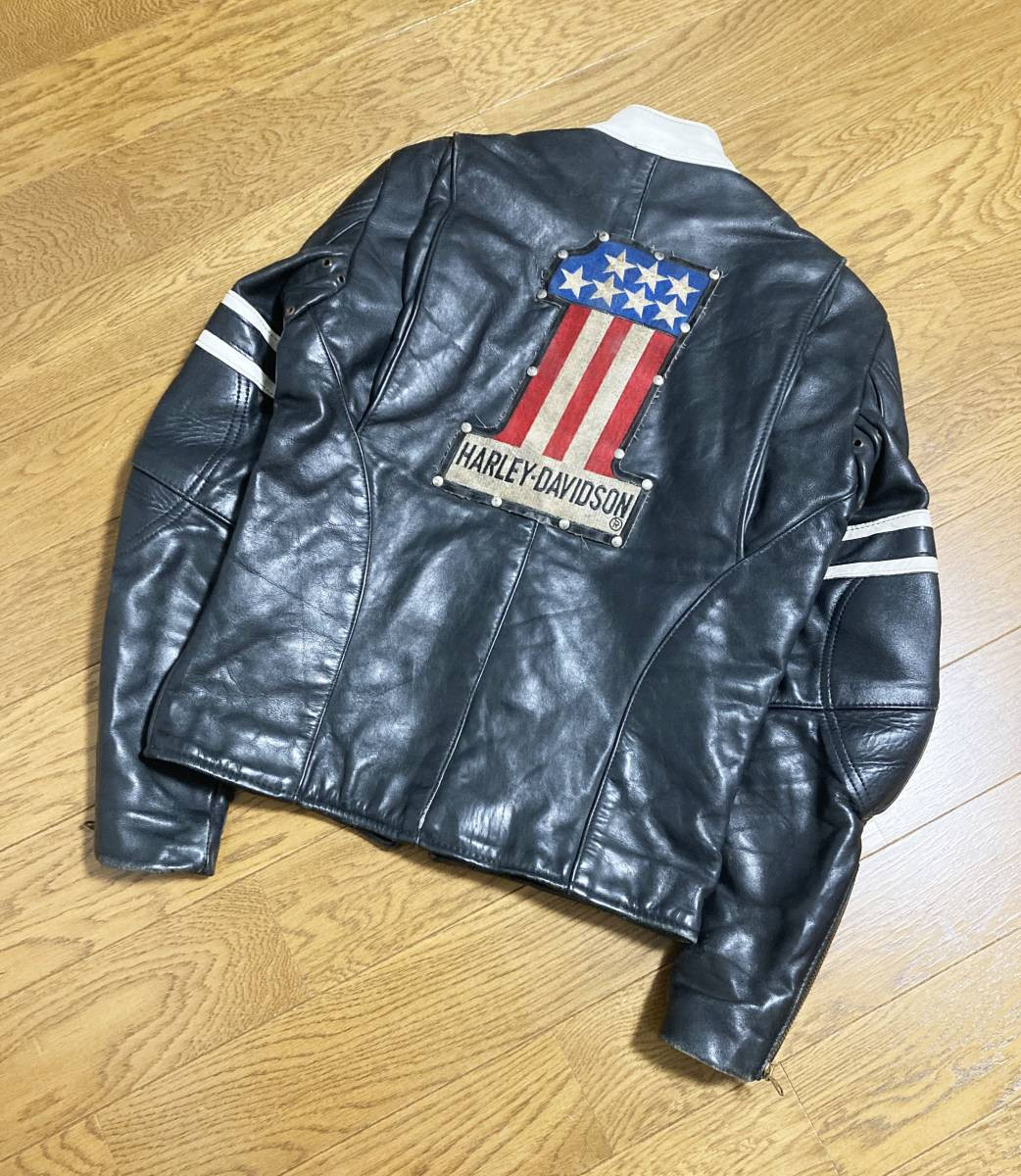 VANSON RJP Custom Patch Single Riders Biker Leather Jacket Size 34