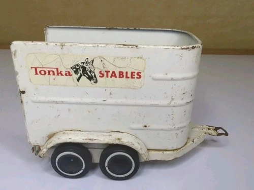 Vintage Tonka Stables White Steel Horse Trailer