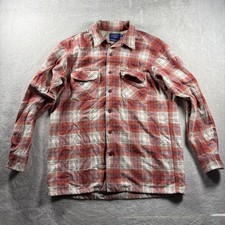 Vintage Pendleton Wool Board Shirt Jac Plaid Men s Red Large Long Button 8F