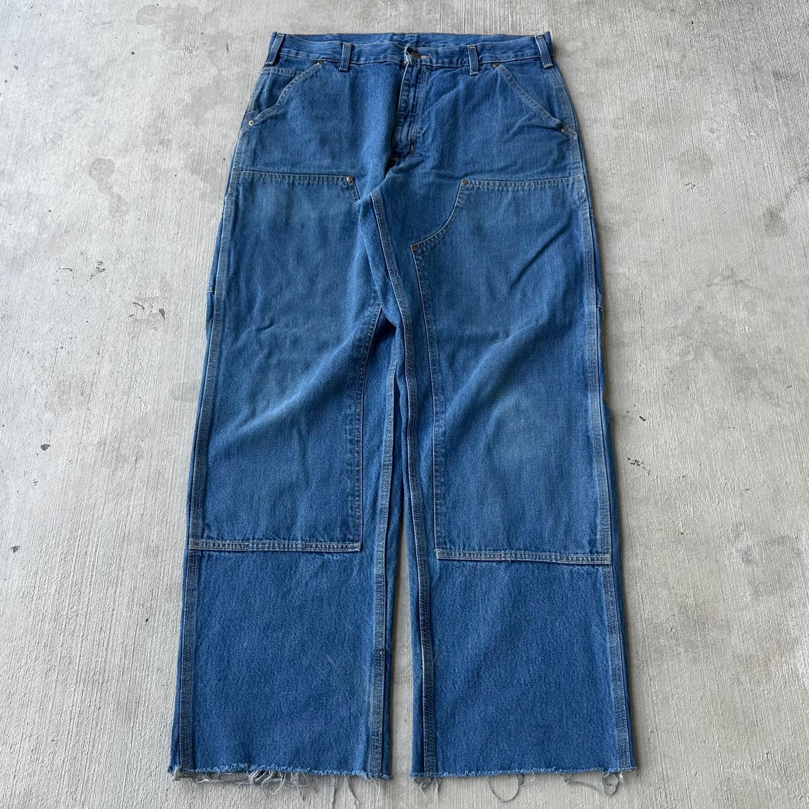 Vintage Y2K Carhartt denim blue jeans double knee work wear carpenter pants