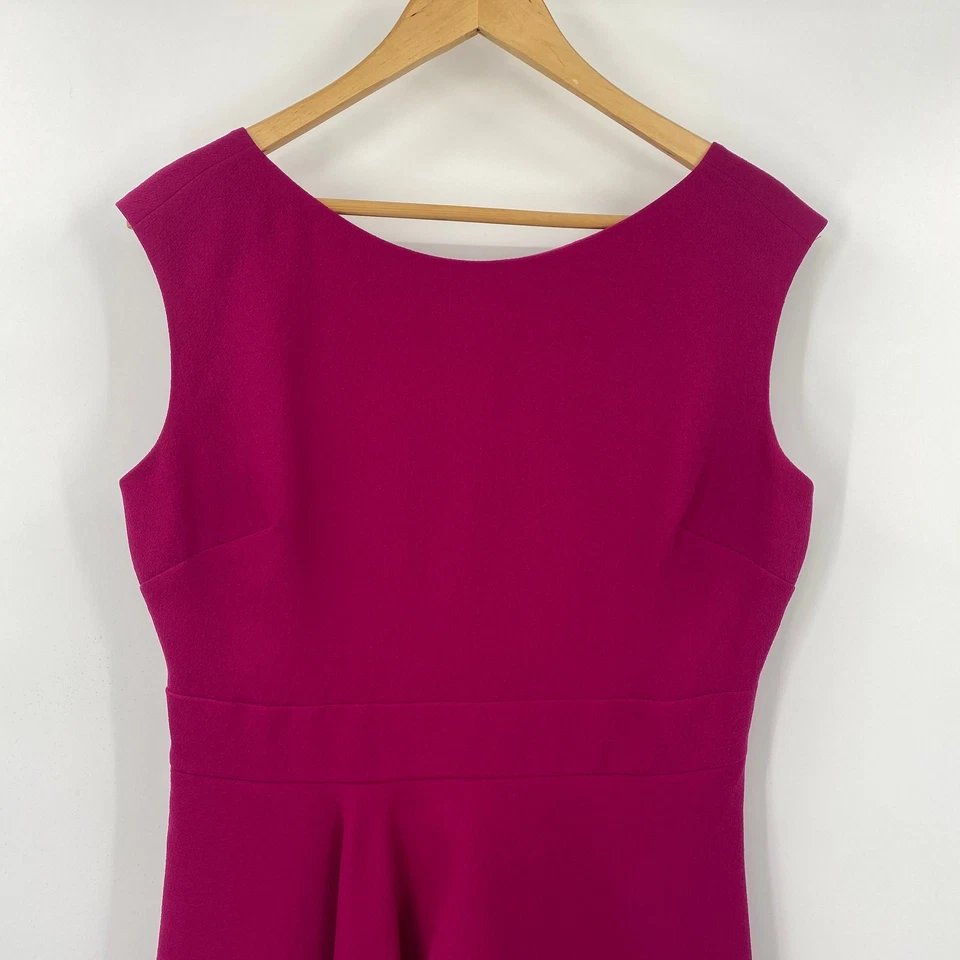 Eliza J Ruffled Fit & Flare Cocktail Dress Mini Cap Sleeve Magenta Pink 10P - Image 3 of 4