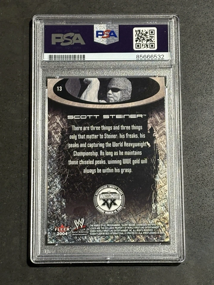 КАРТОЧКА СКОТТА ШТАЙНЕРА 2004 FLEER WWE WRESTLEMANIA С АВТОГРАФОМ PSA/DNA CERT - Изображение 2 из 2
