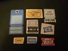 Creative Memories Lot Of 9 Ticket Stub Scrapbook Stickers And Colorful Die Cuts