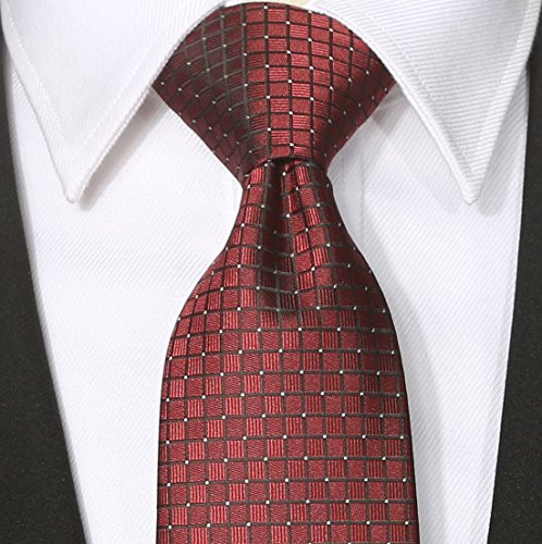 63'' XL Solid Extra Long Tie Wedding Necktie + Gift Box Burgundy Red - Picture 4 of 5