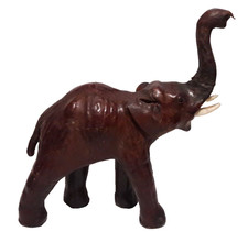 STATUA ELEFANTE IN CUOIO PELLE, MARRONE, ANNI '60 MODERNARIATO VINTAGE