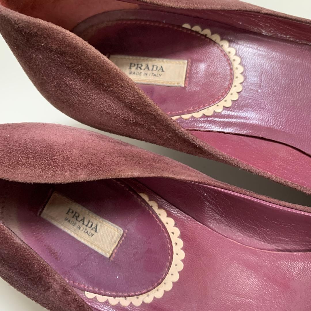 PRADA Women's Heel Pumps Size:37/JP:23 Suede Purple From Japan 135151K Authentic thumbnail 9