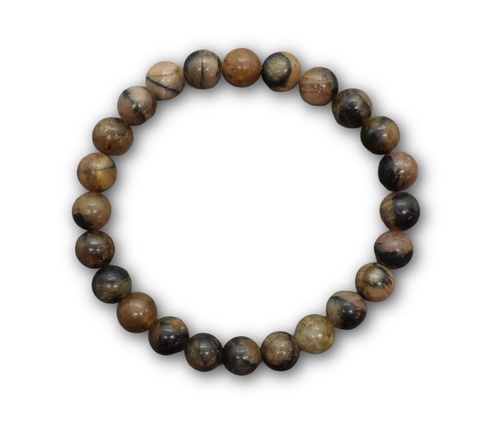 +Natur+ CHIASTOLITH KREUZSTEIN Edelstein-Kugel-Armband Ø 8 mm-NEU-A-Qualität +Natur+ CHIASTOLITH KREUZSTEIN Edelstein-Kugel-Armband Ø 8 mm-NEU-A-Qualität