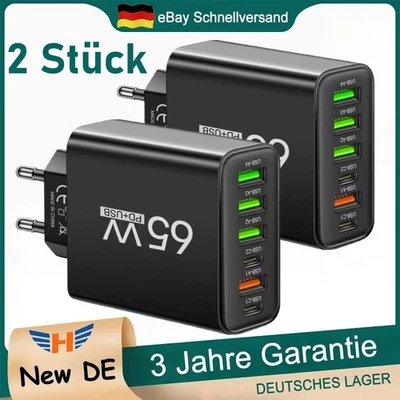 MARKENLOS 2X USB Mehrfach Schnell Ladegerät 6Fach Netzteil Adapter Handy Tablet QC 3.0 OVP