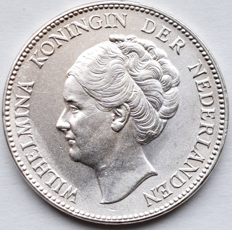 1940 Munt Van Het Koningrijk Nederlanden Wilhelmina 1 Gulden Silver Uncirculated