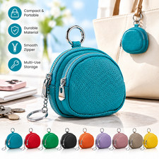 Genuine Leather Coin Purse w/ Keychain Zipper Mini Wallet Cute Pouch Card Holder