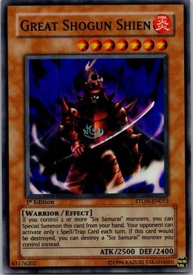 Yugioh Great Shogun Shien STON-EN013 1st Edition Super Rare NM