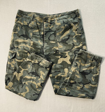 Isla De Piedra Cargo Trousers Mens W38 L29 Camo Plaid Lined Ankle Zip Utility