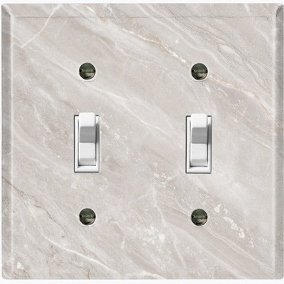 Metal Light Switch Outlet Cover Wall Plate Elegant Grey Marble PRINT MBL102