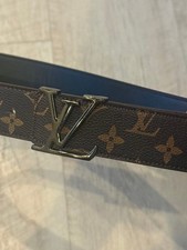 Louis Vuitton Authentic Monogram Belt Canvas Buckle Silver-Colored LV