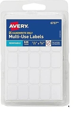 Avery Multi-Use Removable Labels 1/2'' x 3/4'' White   525 Total