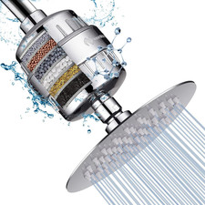 Shower Head and 15 Stage Shower Filter Combo, High Pressure Filtered Shower for