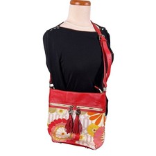 Spartina 449 Vintage Genuine Leather Linen Daufuskie Island Crossbody Bag 