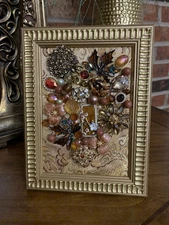 Vintage and Contemporary jewelry art framed Floral