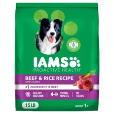 IAMS Minichunks Beef and Rice Flavor Recipe Adult Dry Dog Food - 15lbs