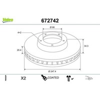 1X Bremsscheibe Valeo 672742 Passend FüR CitroËN Peugeot CitroËN (DF-PSA)