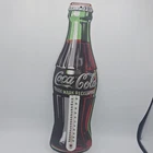 Vintage Coca Cola Soda Bottle Metal Thermometer 17" x 5" Good condition.
