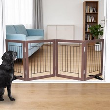 Dog Fence Indoor - 4-Panel Freestanding Dog Gate for Doorways, Hallways, Hous...