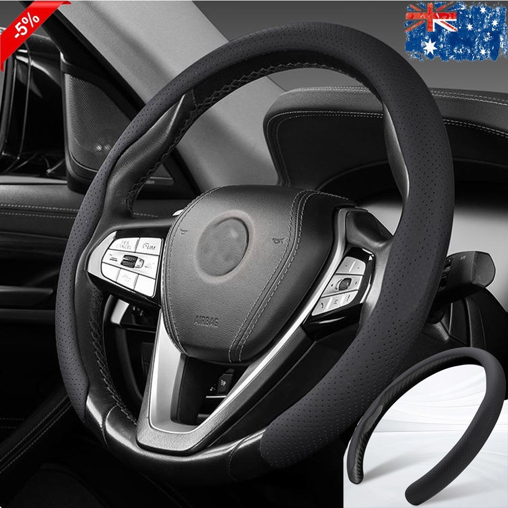 Premium Car Steering Wheel Cover Nappa Leather Auto For Tesla Anti-Slip Lining