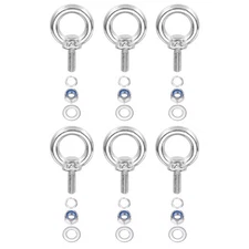 6Pcs M4 x 10mm 304 Stainless Steel Lifting Shoulder Eye Bolt with Nuts Washers
