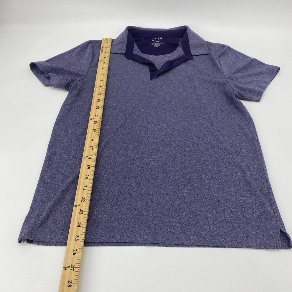 APT 9 紫色套衫短袖 Polo 男式 M 码柔软弹力汗布针织 — 第 3/4 张图片