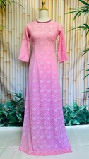 Vietnamese Long Dress- Traditional Ao Dai Vietnam Silk - No Pants- Size S-Pink