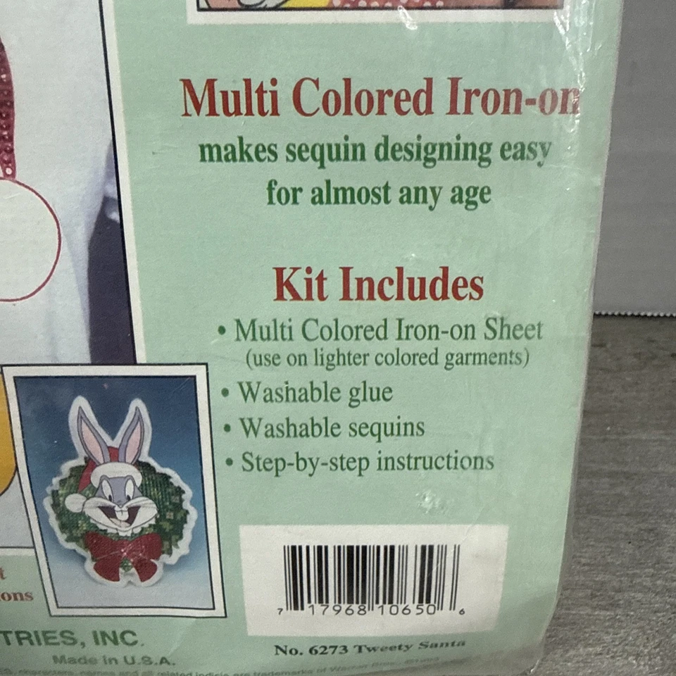 Kit de planchado Simply Sequins Looney Tunes 6273 Piolín Papá Noel 1993 Nuevo de Lote Antiguo NUEVO Foto 4 de 4