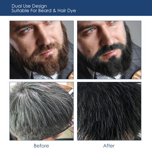 200ml Permanent Men Beard Hair Color Dye Tint Moustache Black Darkening Shampoo - Picture 6 of 15