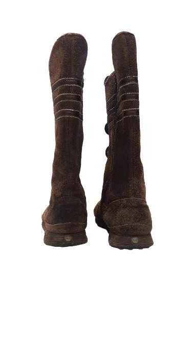 Adidas Botas Gamuza Cuero Cremallera Lateral Marrón Tres Rayas Torsión Trifolio Talla EE. UU. 7 Foto 3 de 4