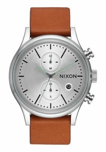 Nixon Station Chrono Leather Watch (Silver / Tan) 882902172869 | eBay