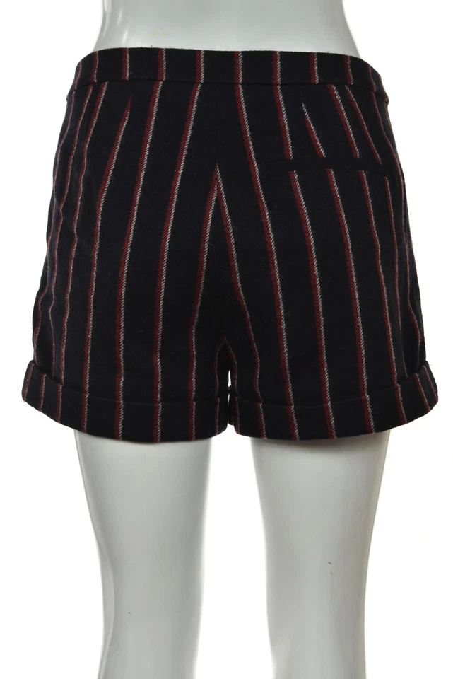 Rebecca Minkoff 女式短裤 4 码海军蓝红色白色条纹羊毛休闲 — 第 2/4 张图片